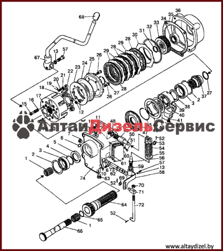 Каталог МТЗ-320 (схемы): привод и управление ВОМ