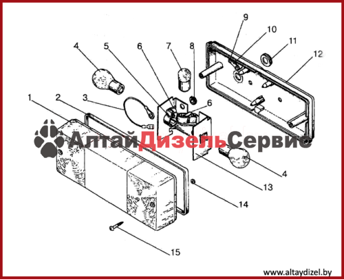 Каталог МТЗ-320 (схемы). Электрооборудование: фонарь задний